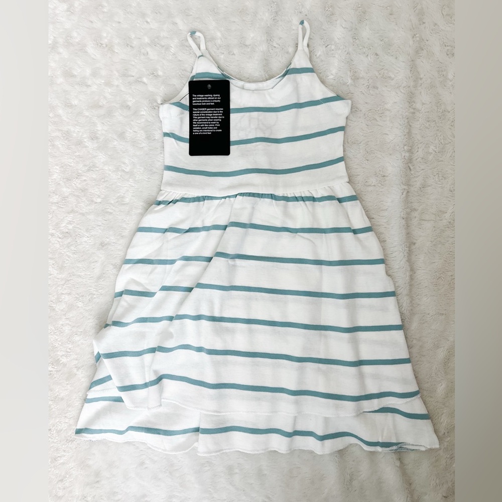 NWT- CHASER Girls White and Blue Striped Kids Dress